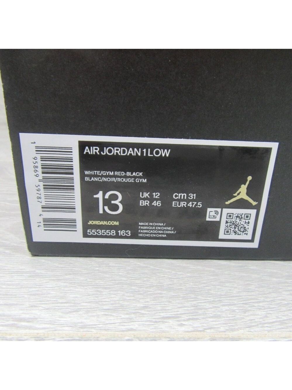 Air Jordan 1 Low Bulls Black Gym Red Shoes Mens Size 13 NEW - Picture 13 of 14